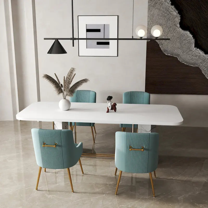 Chaise de salle à manger moderne Glam en velours plissé Boucle