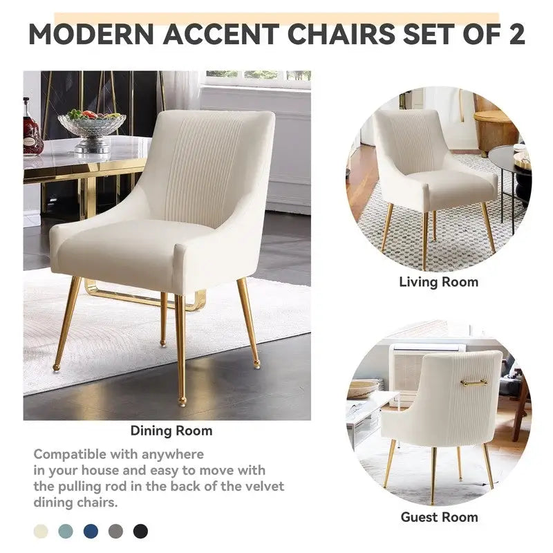 Chaise de salle à manger moderne Glam en velours plissé Boucle