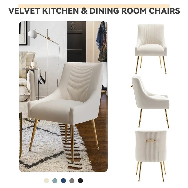 Chaise de salle à manger moderne Glam en velours plissé Boucle