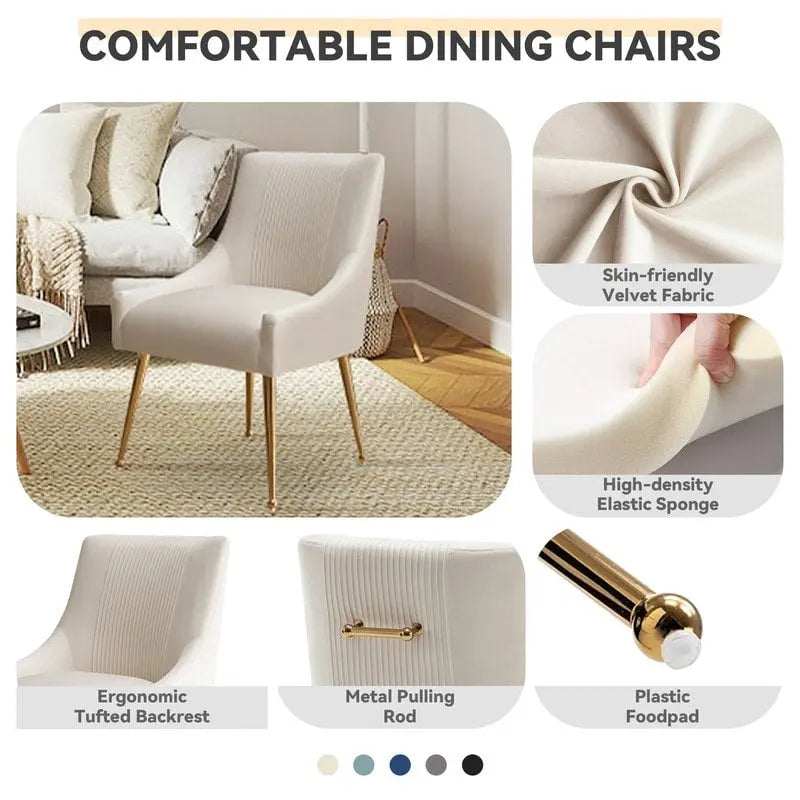 Chaise de salle à manger moderne Glam en velours plissé Boucle