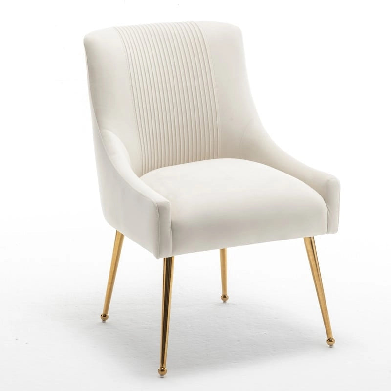 Chaise de salle à manger moderne Glam en velours plissé Boucle