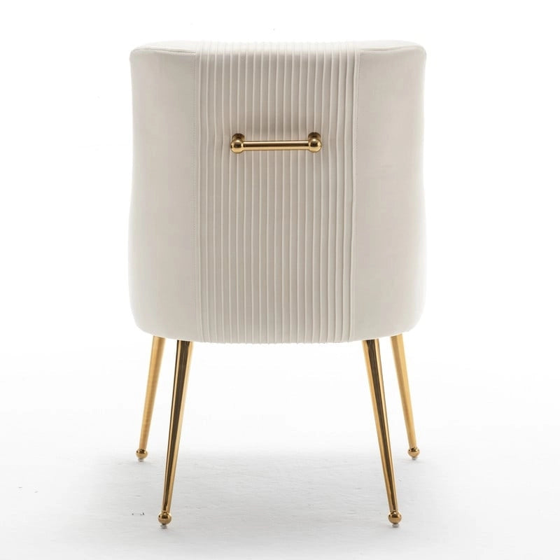 Chaise de salle à manger moderne Glam en velours plissé Boucle