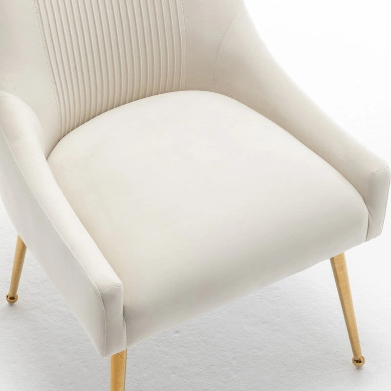 Chaise de salle à manger moderne Glam en velours plissé Boucle