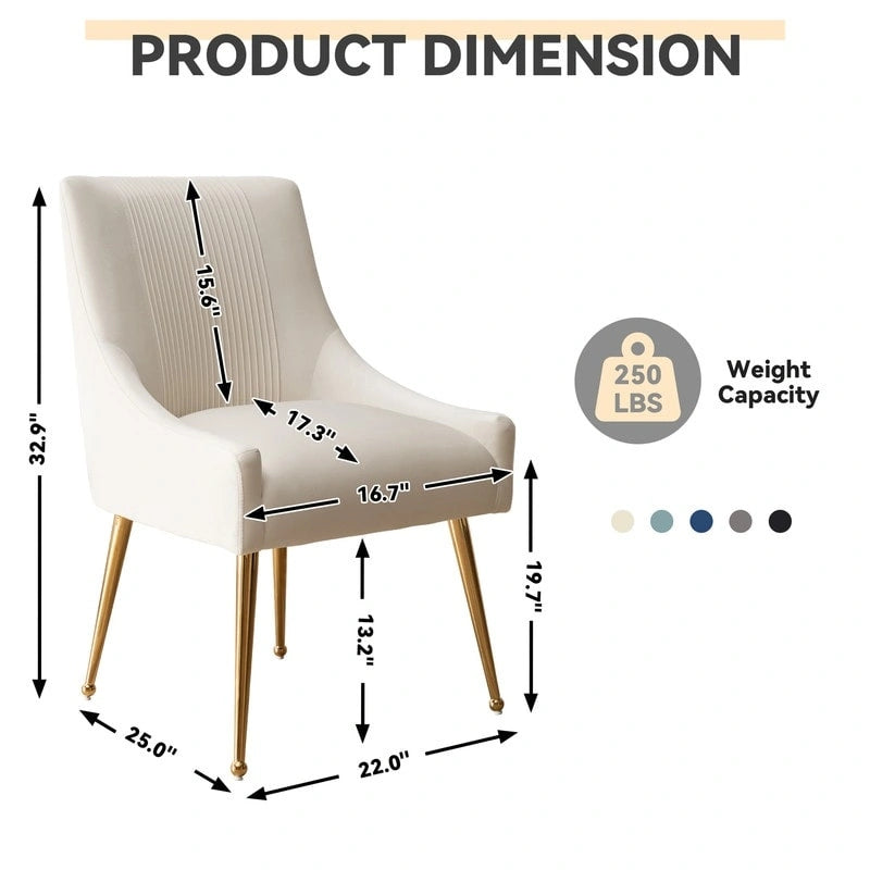 Chaise de salle à manger moderne Glam en velours plissé Boucle