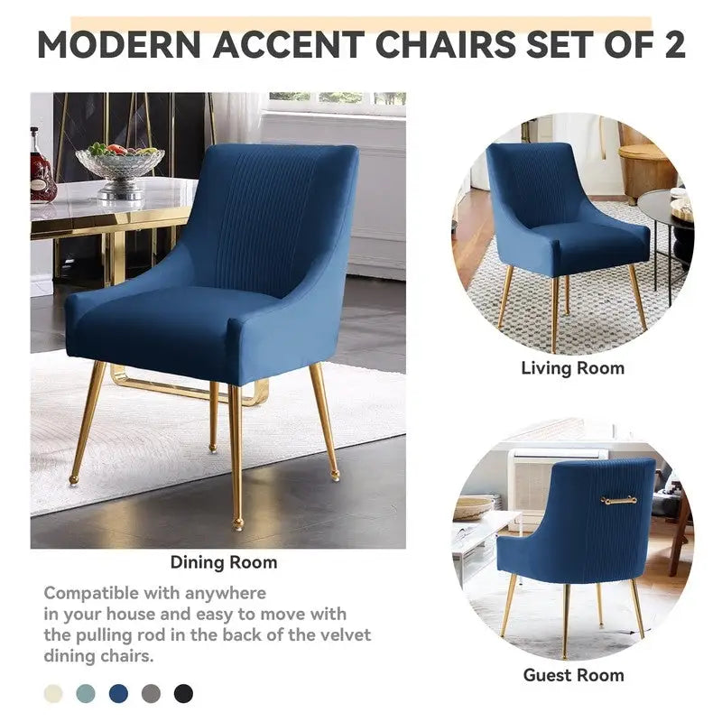Chaise de salle à manger moderne Glam en velours plissé Boucle