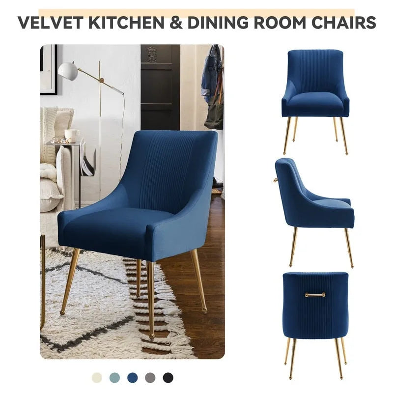 Chaise de salle à manger moderne Glam en velours plissé Boucle
