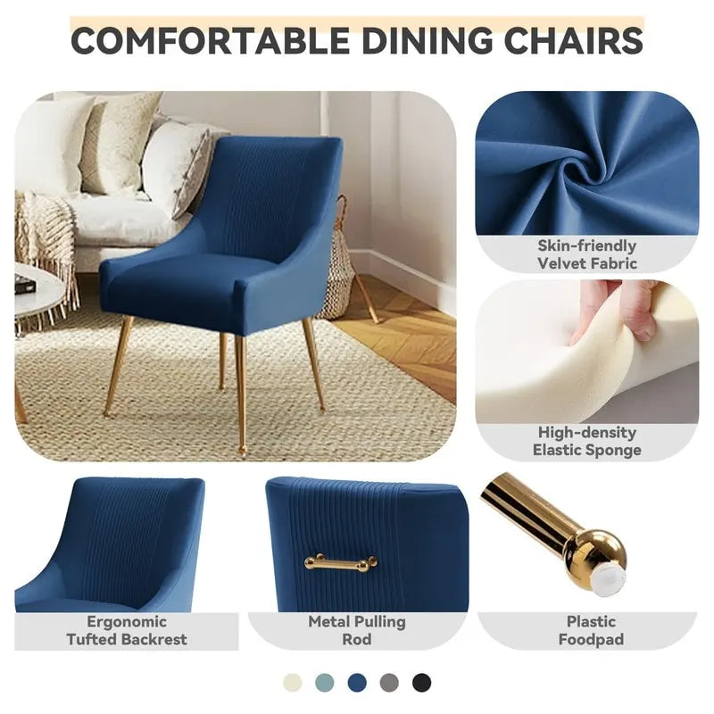 Chaise de salle à manger moderne Glam en velours plissé Boucle