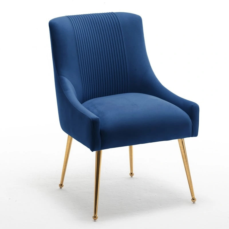 Chaise de salle à manger moderne Glam en velours plissé Boucle