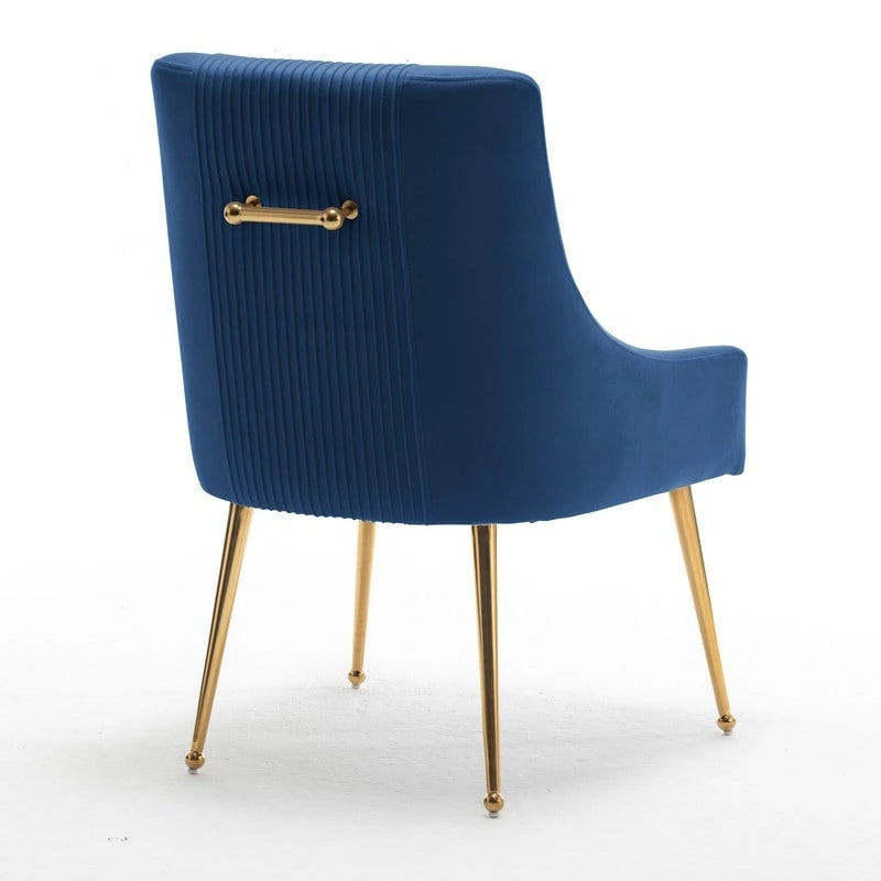 Chaise de salle à manger moderne Glam en velours plissé Boucle