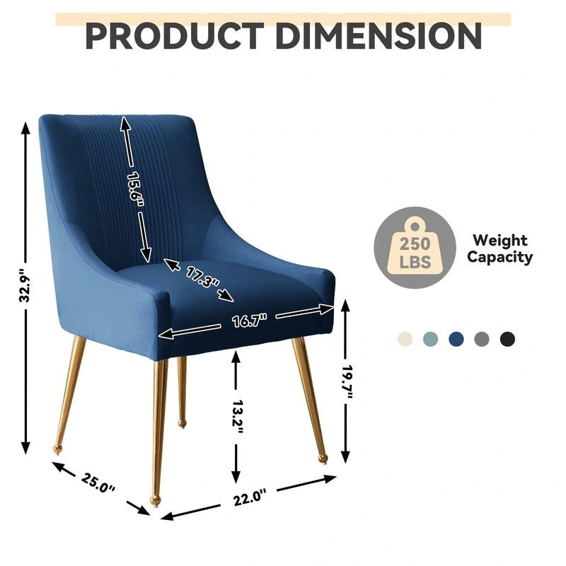 Chaise de salle à manger moderne Glam en velours plissé Boucle