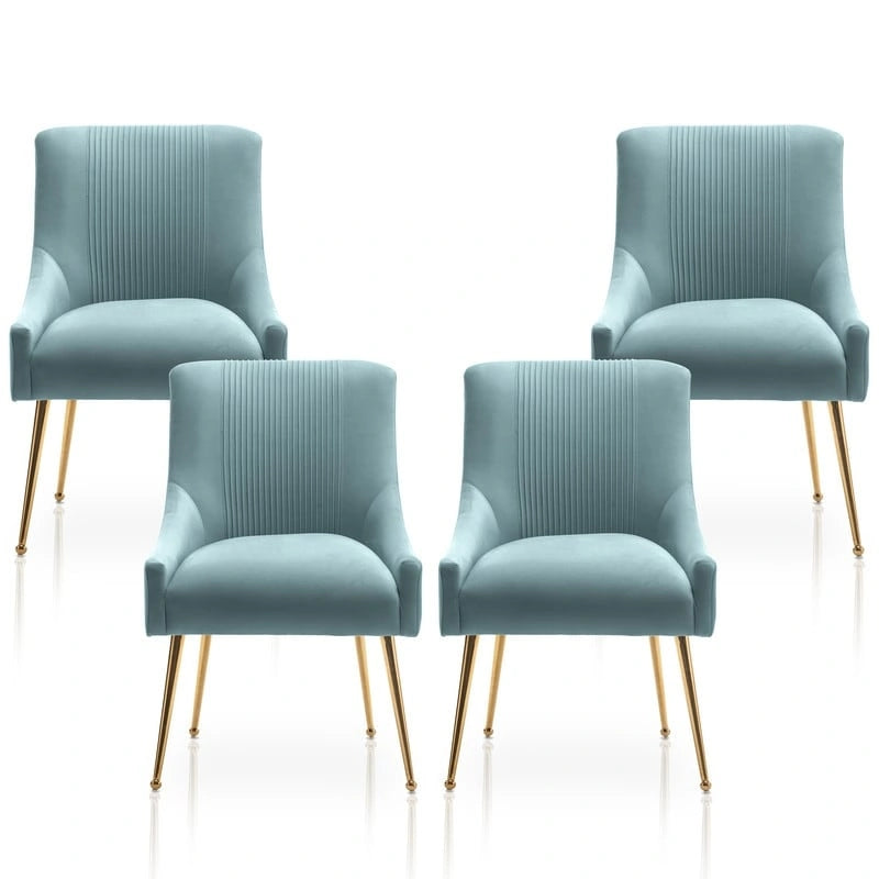 Chaise de salle à manger moderne Glam en velours plissé Boucle