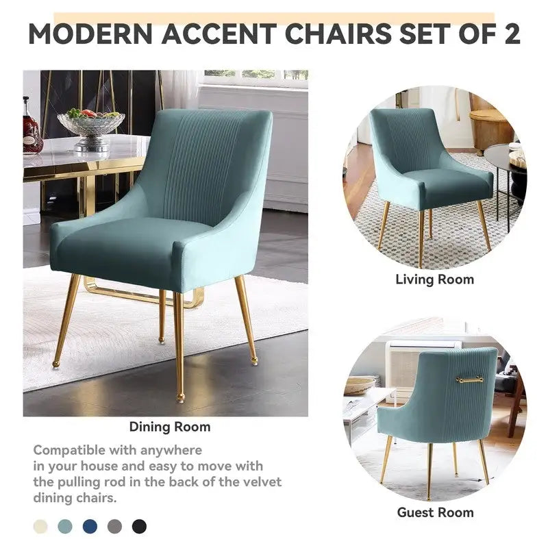 Chaise de salle à manger moderne Glam en velours plissé Boucle