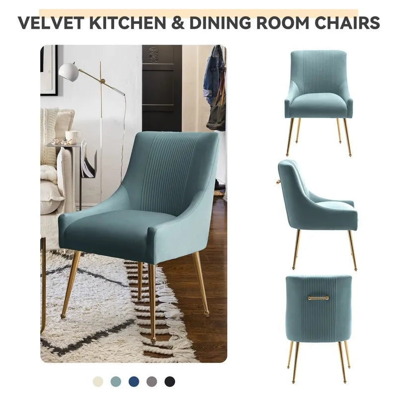 Chaise de salle à manger moderne Glam en velours plissé Boucle