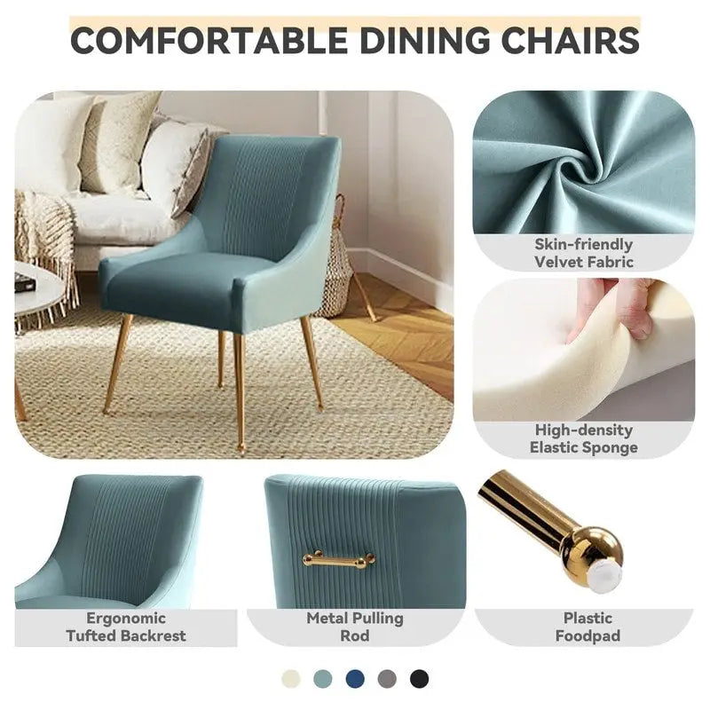 Chaise de salle à manger moderne Glam en velours plissé Boucle