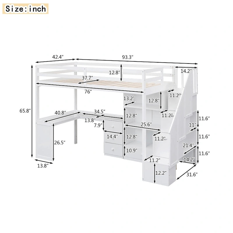 Lit mezzanine une place gris