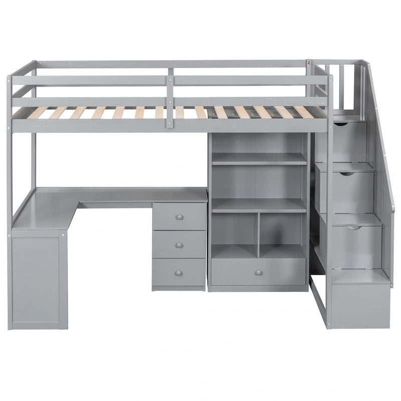 Lit mezzanine une place gris