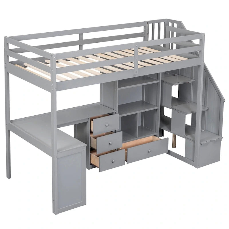 Lit mezzanine une place gris