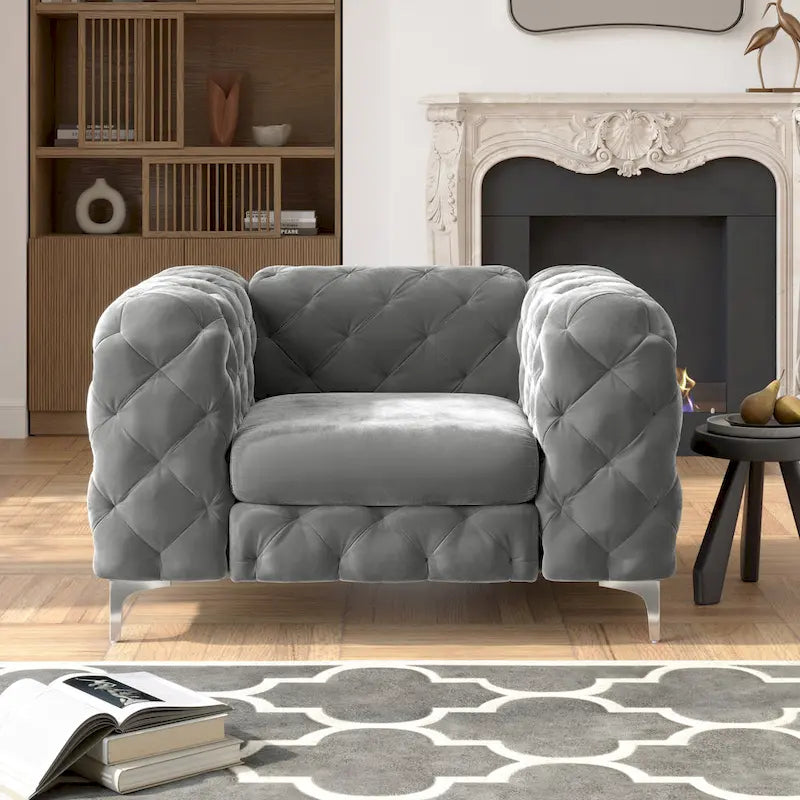 Fauteuil en Velours Capitonnage