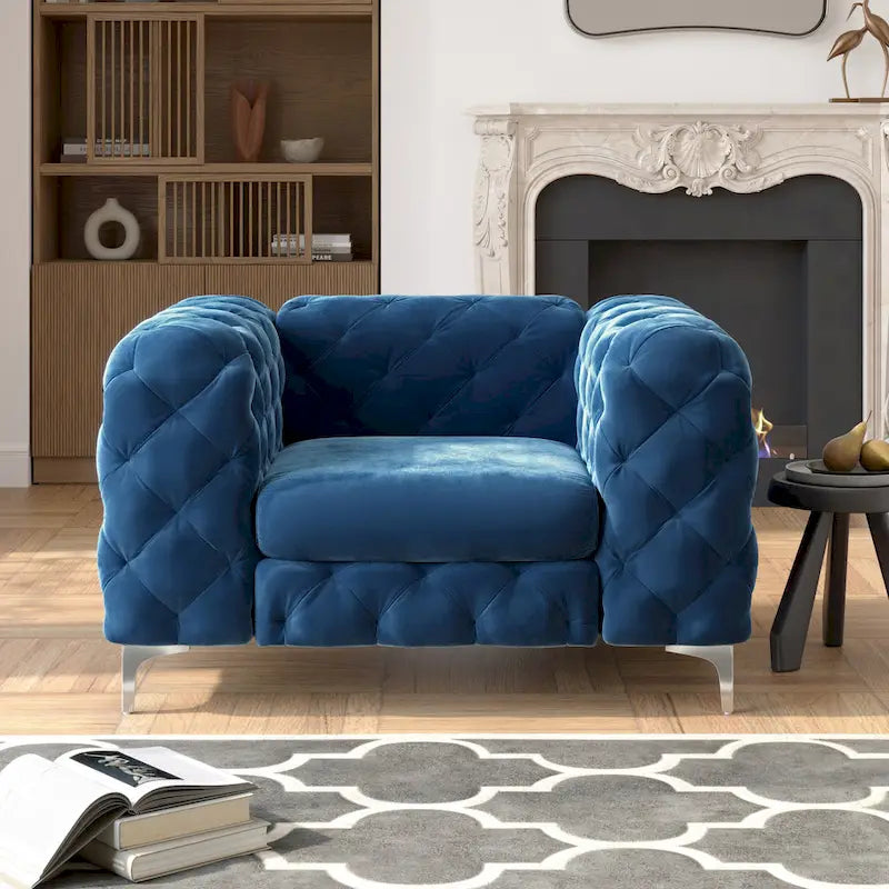 Fauteuil en Velours Capitonnage