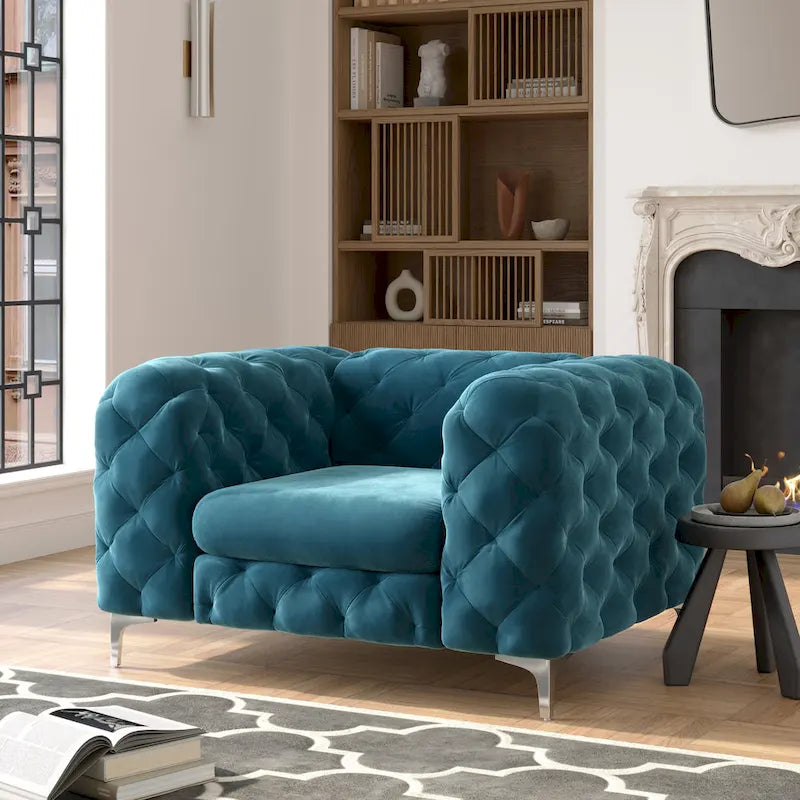 Fauteuil en Velours Capitonnage