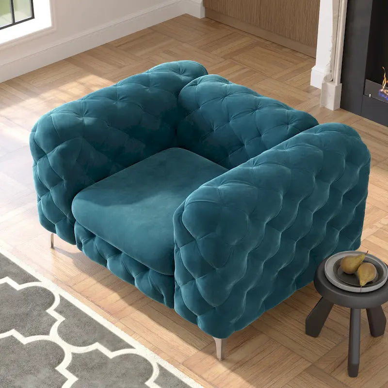 Fauteuil en Velours Capitonnage
