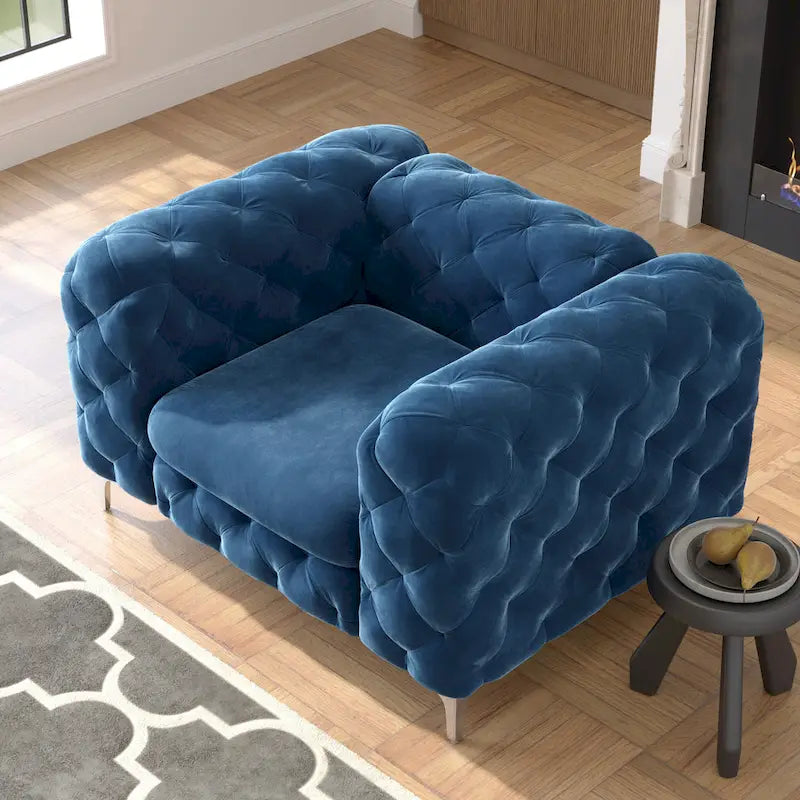 Fauteuil en Velours Capitonnage