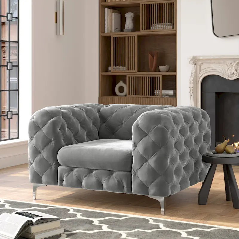 Fauteuil en Velours Capitonnage