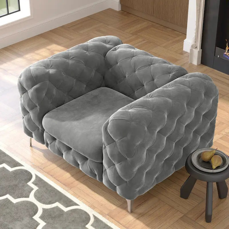 Fauteuil en Velours Capitonnage