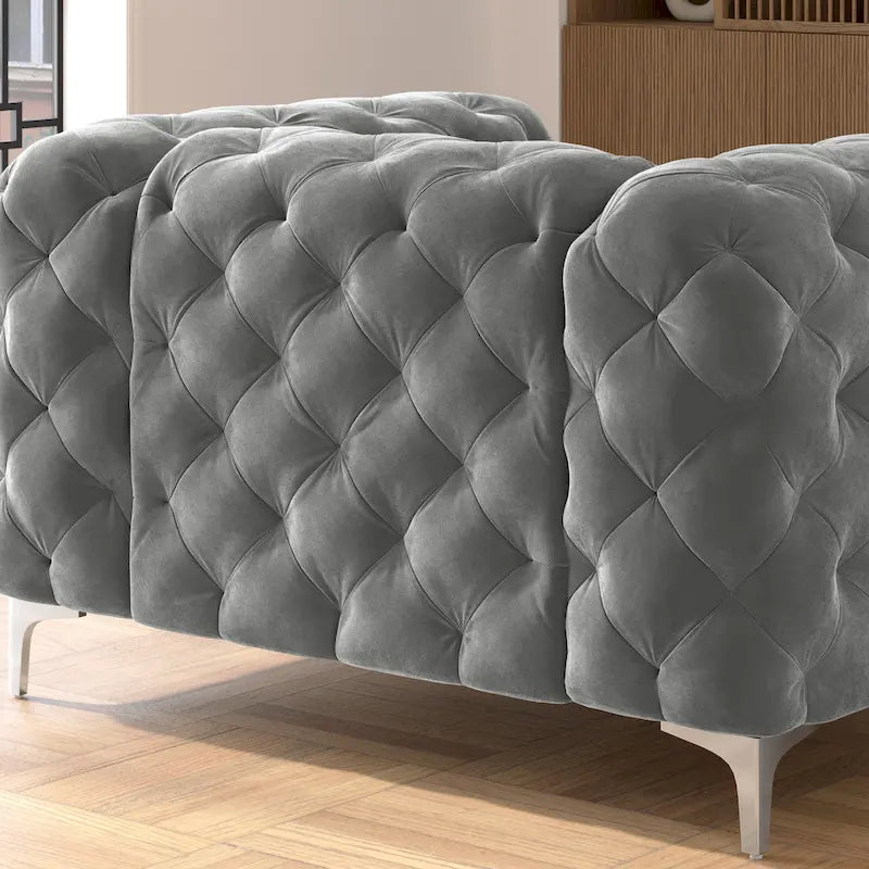 Fauteuil en Velours Capitonnage