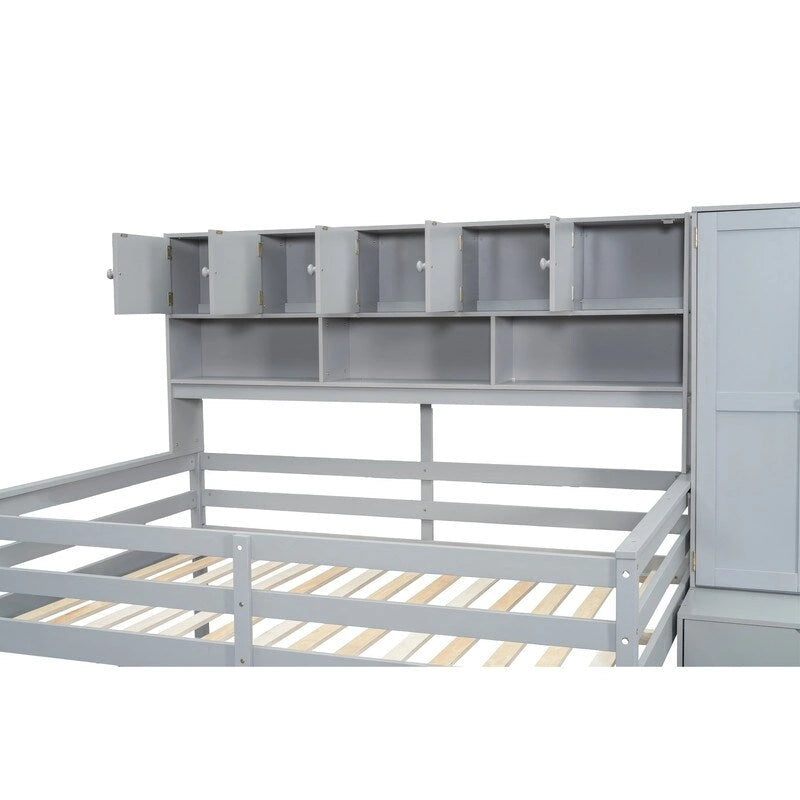 Lit mezzanine en bois grand rangement