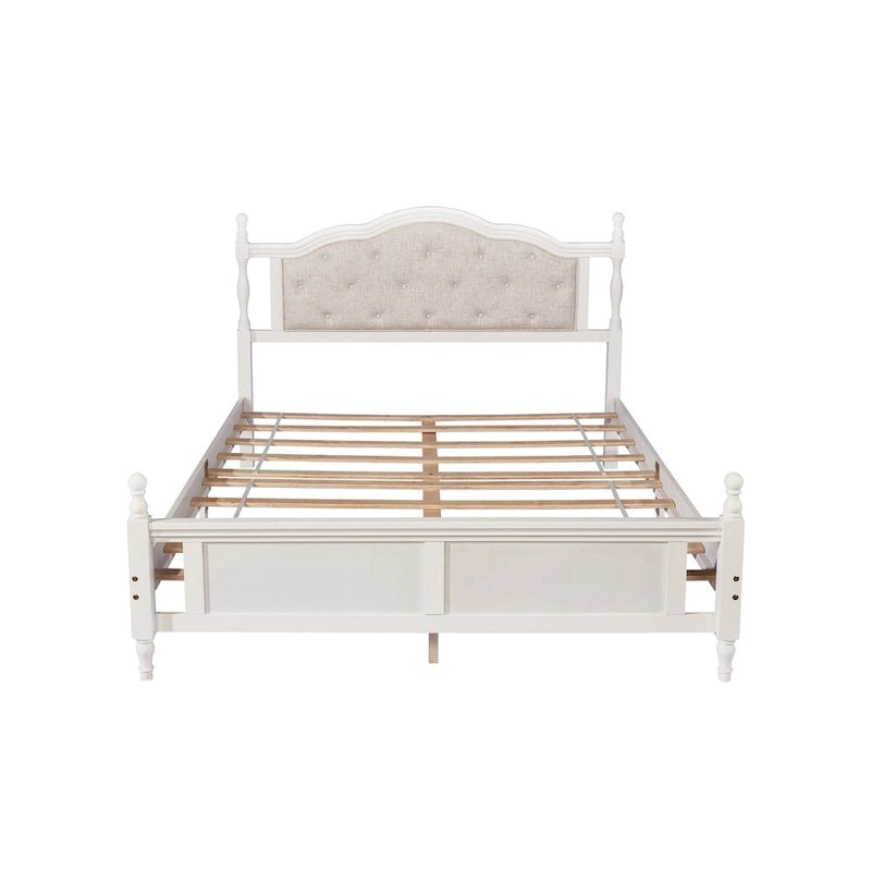 Lit Queen Size avec tête de lit et pied de lit rembourrés