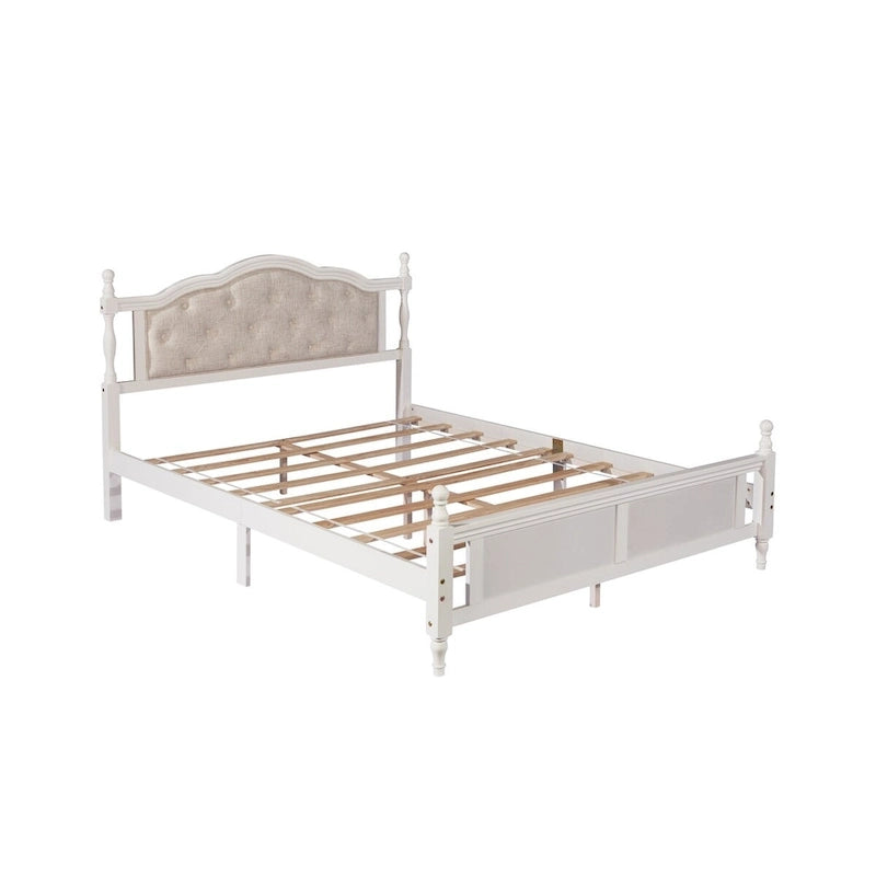 Lit Queen Size avec tête de lit et pied de lit rembourrés