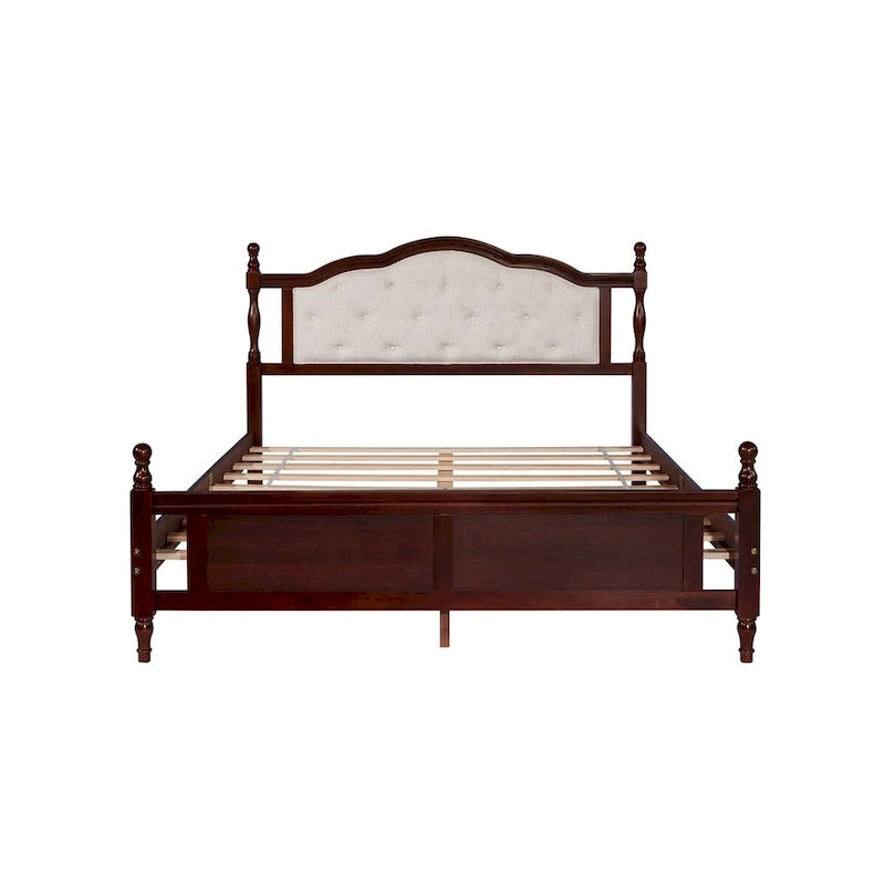 Lit Queen Size avec tête de lit et pied de lit rembourrés